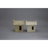 A Pair of pottery Houses, Han dynasty, BC 206 - AD220 L: 12 cms - 12.5 cms H: 13 cms - 13.5 cms