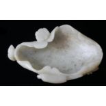 A Chinese Carved Leaf Form Jade Shallow Bowl, Late Ming/Early Qing DynastyAppro L: 17cm, W: 10cm