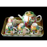A Canton ‘famille rose' Teaset on rectangular Stand, 19th Century The stand: W 24.5cm L 18cm