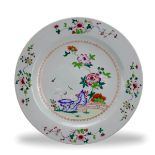 A 'famille rose' Dish with Cranes, Qianlong Period, Qing Dynasty W: 38.8cm The central garden