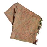 AN EARLY 20TH CENTURY FINE DOUBLED SIDED SILK AND WOOL PAISLEY SHAWL Decorated with Arabesque motifs