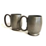 LIBERTY & CO., A PAIR OF EARLY 20TH CENTURY MILITARY PEWTER TANKARDS In ‘Tudric’ Range, bearing