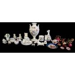 A COLLECTION OF BRITISH AND CONTINENTAL DECORATIVE PORCELAIN ITEMS Including some miniature pieces