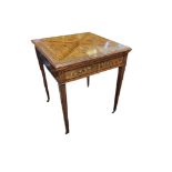 AN EDWARDIAN ADAMS REVIVAL SATINWOOD ENVELOPE CARD TABLE The painted decoration formed as facial