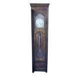 A LATE 19TH CENTURY FRENCH OAK LONGCASE CLOCK Case carved with geometric provincial motifs and