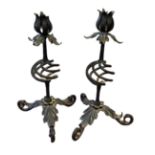 ATTRIBUTED TO GUILD OF HANDICRAFT, A PAIR OF ARTS & CRAFTS PERIOD WROUGHT IRON CANDLESTICKS, CIRCA