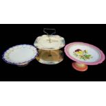 A COLLECTION OF VICTORIAN AND LATER PORCELAIN CAKE STANDS To include a stand with hand painted