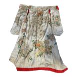 A VINTAGE JAPANESE WHITE SILK WEDDING KIMONO Embroidered with floral decoration and a large