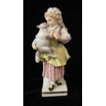 MEISSEN, A 19TH CENTURY PORCELAIN GROUP, SMALL PORCELAIN GROUP, A YOUNG SHEPHERDESS IN RUSTIC