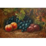 A 20TH CENTURY OIL ON CANVAS, STILL LIFE, A SELECTION OF FRUIT Including peaches and grapes,