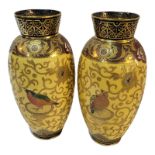 DERBY CROWN, A PAIR OF EXCEPTIONALLY GOOD LATE 19TH CENTURY PORCELAIN BONE CHINA CABINET VASES,