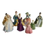 ROYAL DOULTON, A COLLECTION OF EIGHT MID 20TH CENTURY BONE CHINA FIGURES, YOUNG LADIES All