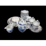 ROYAL WORCESTER, AN 18TH CENTURY STYLE FINE BLUE AND WHITE FLORA DESIGN PORCELAIN TEA SERVICE In