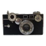 ARGUS, A VINTAGE CHROME AND BLACK LEATHER RECTANGULAR 'RANGE FINDER' FILM CAMERA Marked to lend '