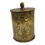 TRENCH ART, A WWI BRASS BOX AND COVER The artillery shell engraved with The Regiment insignia of The