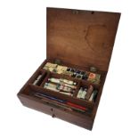 A LATE 19TH/EARLY 20TH CENTURY MAHOGANY ARTIST BOX Fitted with paints to include maker’s Windsor &