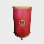 A VINTAGE LEATHER CLAD DEMI LOON STICK/UMBRELLA STAND With lead tray, decorated with a gilded