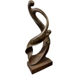 A 20TH CENTURY ABSTRACT BRONZE SCULPTURE. (90cm) Condition: good throughout, no damage or