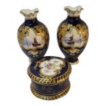 ROYAL CROWN DERBY, A PAIR OF SMALL EDWARDIAN BONE CHINA VASES, CIRCA 1903 A pair of early 20th