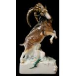 THURINGIAN, KARL ENS, AN EARLY 20TH CENTURY HARD PASTE PORCELAIN GROUP, ALPINE BILLY GOAT AND