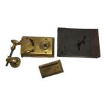 A LATE 18TH/EARLY 19TH CENTURY RECTANGULAR CHURCH HALL LOCK Based on wooden panel and Gothic