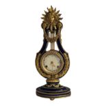 A 20TH CENTURY LOUIS XVI STYLE MARIE-ANTOINETTE MANTEL TOP DESK CLOCK The floral dial set with
