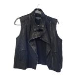 ALEXANDER WANG, A VINTAGE BLACK LEATHER WAISTCOAT Bearing interior black fabric label. (size 6)