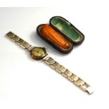 A 1920’S T. MOSER & CO., A LADIES’ 14CT GOLD WRISTWATCH With 60 seconds recording dial, Roman