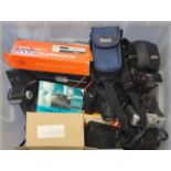 A LARGE COLLECTION OF VINTAGE POLAROID AND 35MM CAMERAS To include Olympus, Ricoh, Canon, Chinon and