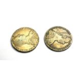 TWO SILVER AUSTRO-HUNGARIAN ONE THALER COINS, DATED 1780 With Marie Theresa portrait and double