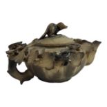 AN ANTIQUE CHINESE SOAPSTONE RAT TEAPOT Qing Dynasty Yongzheng period, a Chinese soapstone rounded