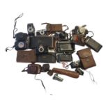 A LARGE COLLECTION OF EARLY 20TH CENTURY CAMERAS Including a USSR Lomo Cosmic camera, Kodak Ensign