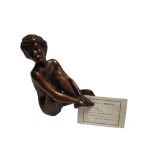 TOM GREENSHIELDS, A MODERN DESIGN LIMITED EDITION (36/50) PATINATED BRONZE SCULPTURE, A SEATED