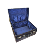 JOHN POUND AND CO., AN EARLY 20TH CENTURY LEATHER SUITCASE Blue finish with silver plated locks