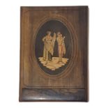 SORRENTO WARE, AN EARLY 20TH CENTURY OLIVE WOOD AND MARQUETRY TRAVEL RECTANGULAR MIRROR With folding