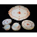 HEREND, A COLLECTION OF VINTAGE CONTINENTAL PORCELAIN TABLEWARE Comprising a sandwich plate, four