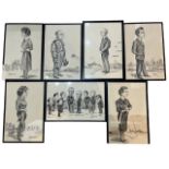 WILLIAM PAT ROONEY, BRITISH, 1884 - 1966, A COLLECTION OF SEVEN CARICATURE PORTRAITS Military