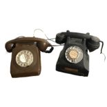 TWO VINTAGE BLACK AND BROWN TELEPHONES To include Bakelite and The Reliant Telephone Company. (