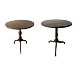 TWO MAHOGANY CIRCULAR TRIPOD OCCASSIONAL TABLES.