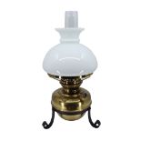 A 19TH CENTURY VICTORIAN LAMPE VERITAS OIL LAMP Having white opaline shade. (h 49.9cm)
