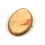 A 9CT YELLOW GOLD CAMEO BROOCH.