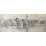 LATTE, A 19TH/EARLY 20TH CENTURY BRITISH PENCIL DRAWING The Thames at Kew Bridge, with a ferryman