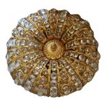 A STYLISH 1970?S GILT METAL CEILING LIGHT/PLAFONNIER Having openwork pierced body/circular form