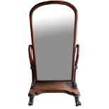 A 19TH CENTURY VICTORIAN MAHOGANY SCROLLING FRAME CHEVAL MIRROR