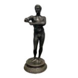 AFTER THE ANTIQUE, MODEL OF LYSIPPOS, A 19TH CENTURY GRAND TOUR BRONZE OF APOXYOMENOS ?The