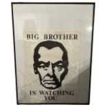GEORGE ORWELL, 1984, A FRAMED COLD WAR ERA ‘BIG BROTHER IS WATCHING YOU’ POSTER. (poster 44.5cm x