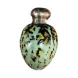 ATTRIBUTED JAMES MACINTYRE, A VICTORIAN EGG FORM SCENT BOTTLE Having light blue ground with black,