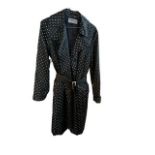 JAEGER, A BLACK AND WHITE POLKA DOT BELTED JACKET. (size M)