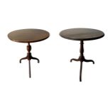 TWO MAHOGANY CIRCULAR TRIPOD OCCASSIONAL TABLES.