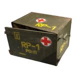 A MID 20TH CENTURY ARMY MEDICAL WOODEN CRATE.